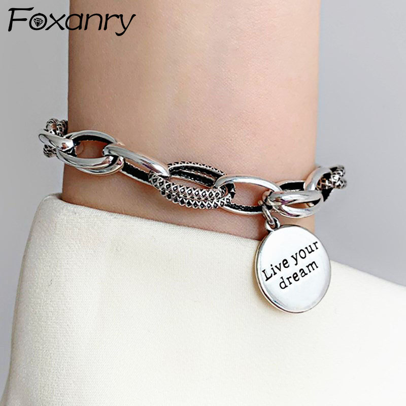 Vintage Fashion Tags - Foxanry Silver Color Thick Chain Charm