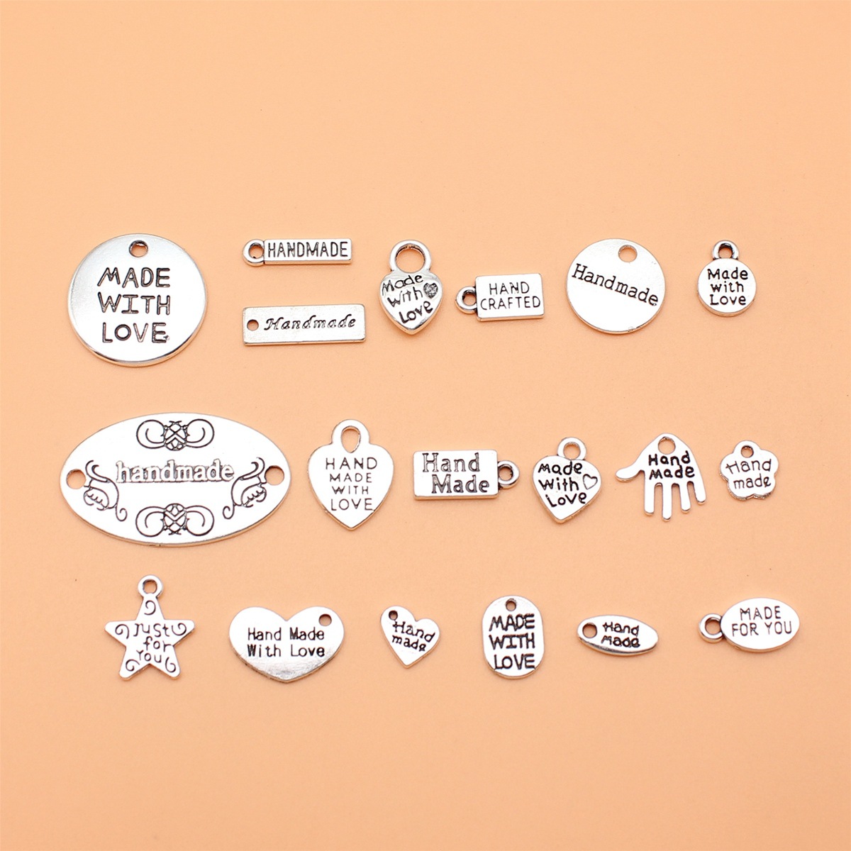 Vintage Fashion Tags - 19pcs Antique Silver Color Hand Made,