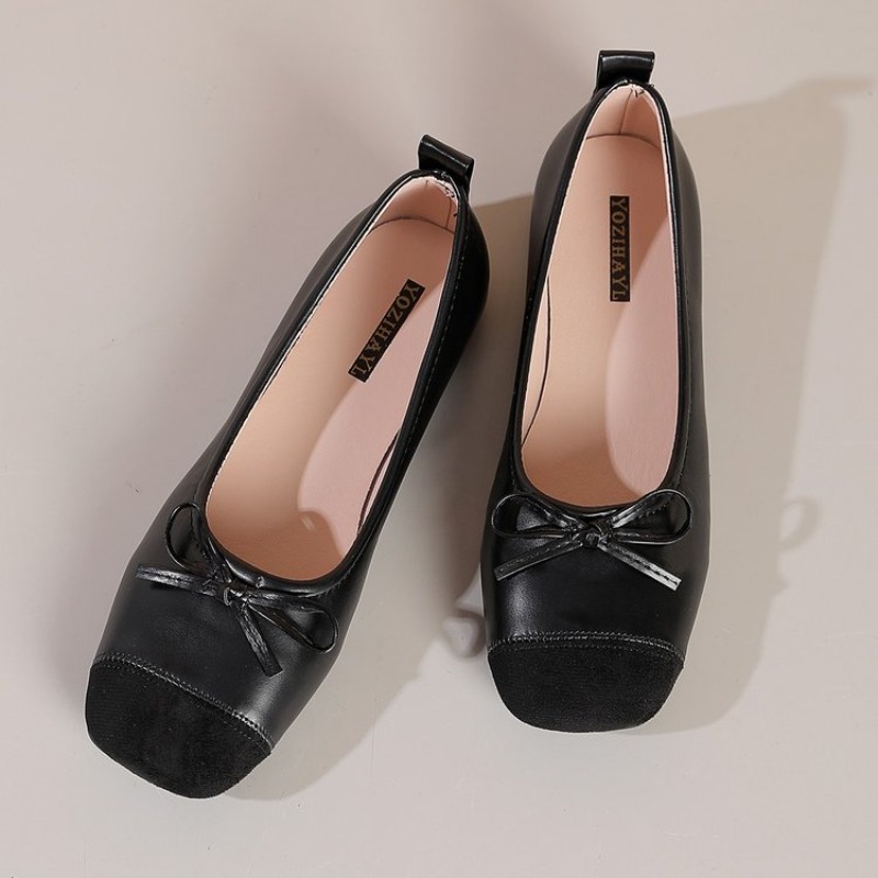 Vintage Fashion Ladies - Women Color Block Square Toe Ballet