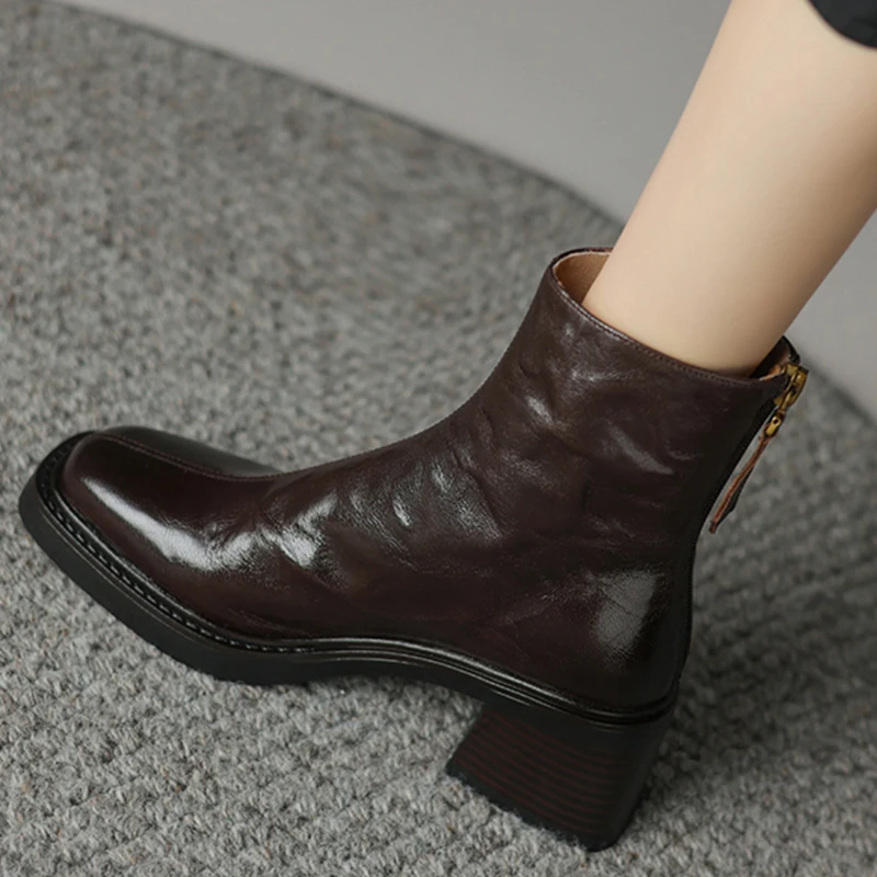 Vintage Fashion Ladies - Autumn Vintage Thick Heel Women Ankle