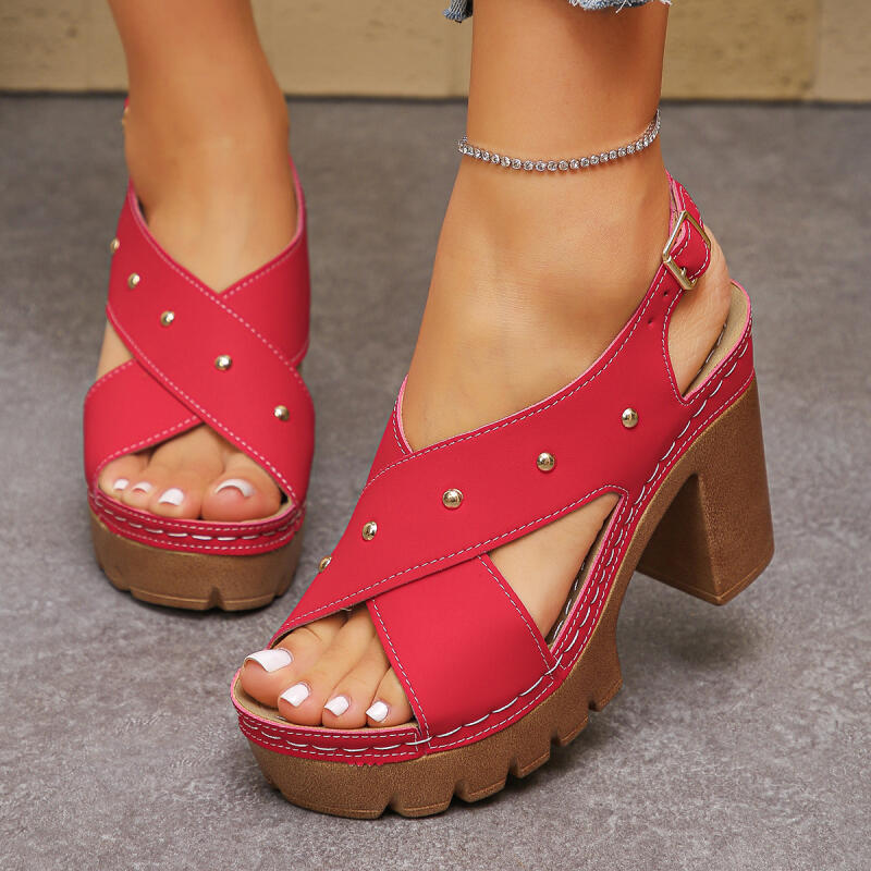 Vintage Slip Dress - Vintage Super High Heel Cross Strap