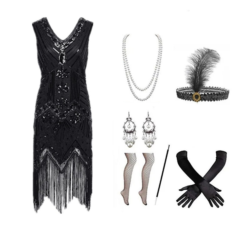 Women 1920s Flapper Dress Set  - Vintage Slip Dress ulasan dan harga