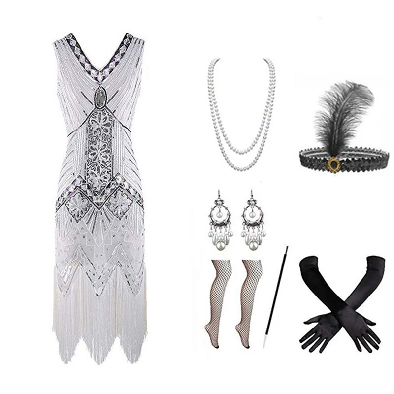 Women 1920s Flapper Dress Set  - Vintage Slip Dress ulasan dan harga