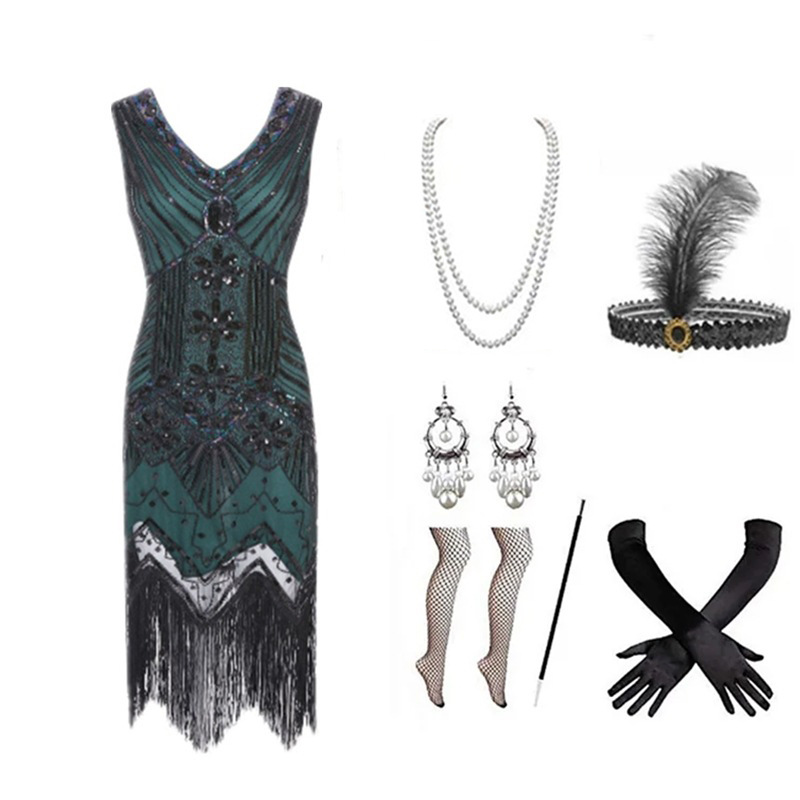 Women 1920s Flapper Dress Set  - Vintage Slip Dress ulasan dan harga