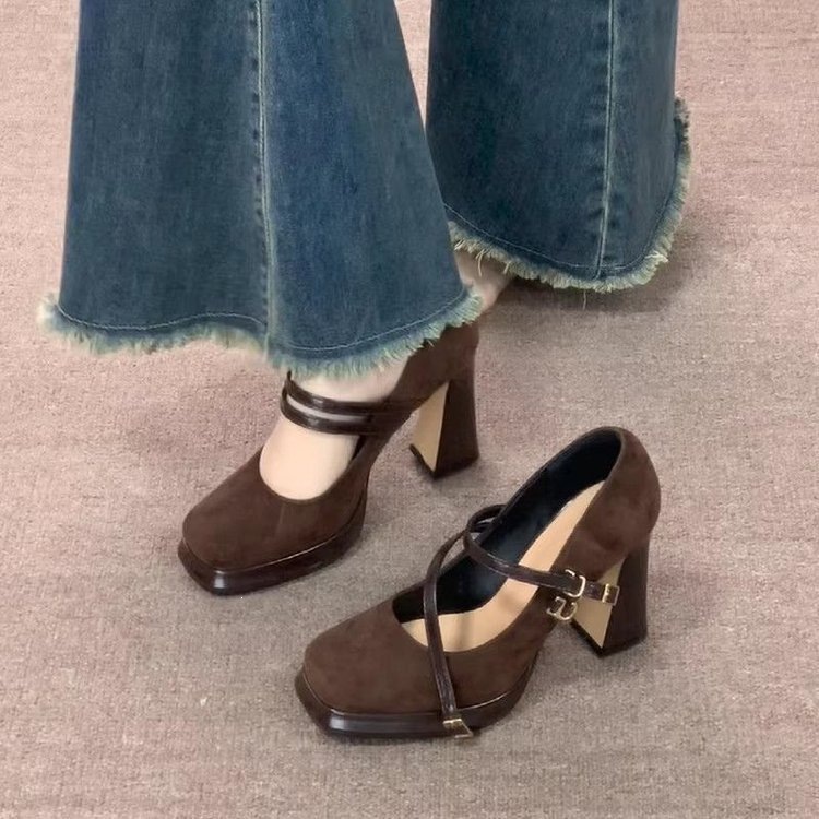 Vintage Thick High Women Mary  - Vintage Fashion Fabrics ulasan dan harga