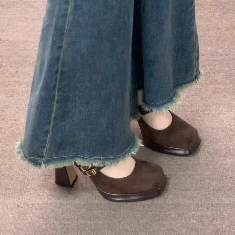 Vintage Thick High Women Mary  - Vintage Fashion Fabrics ulasan dan harga
