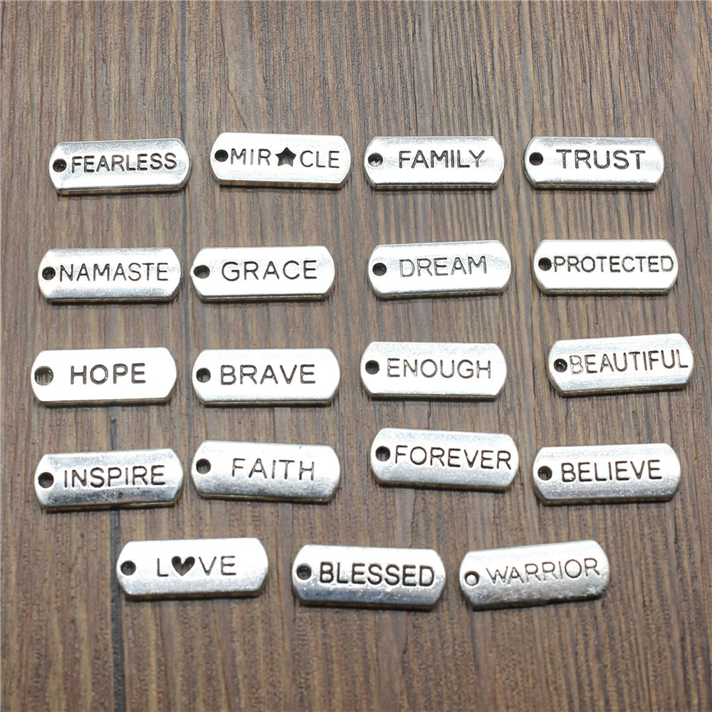 10pcs Word Tags Pendant Charms - Vintage Fashion Tags ulasan dan harga