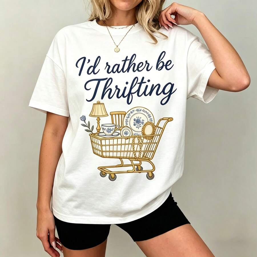 [Graphic Tee] 100% Cotton I'd  - Thrift Vintage Fashion Usa ulasan dan harga