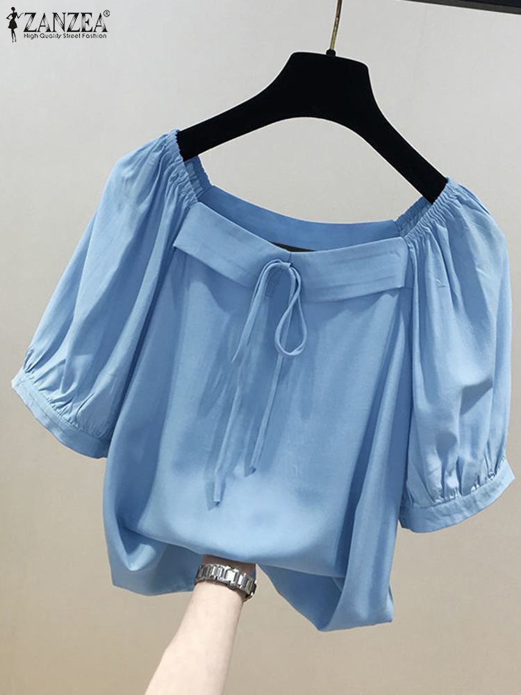 ZANZEA Korean Style Solid Blou - Vintage Fashion Style Female ulasan dan harga