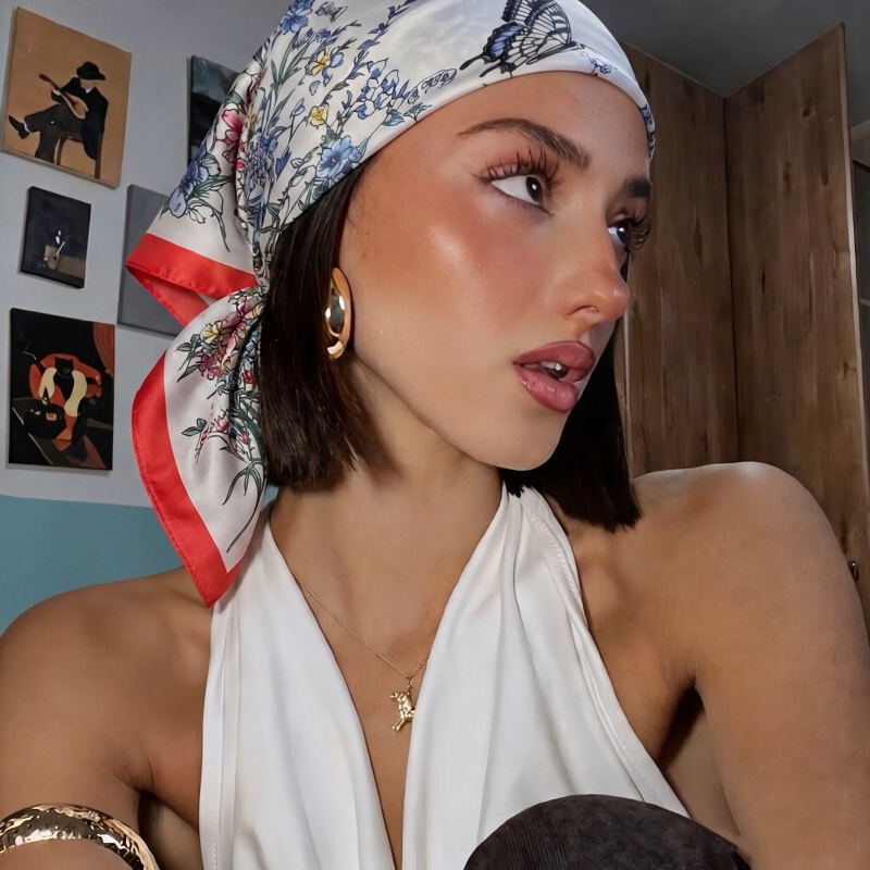 Fashion Square Silk Scarf Vint - Vintage Fashion Hijab ulasan dan harga