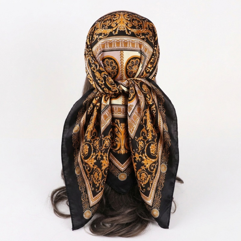 Vintage Satin Square Scarf Wom - Vintage Fashion Hijab ulasan dan harga