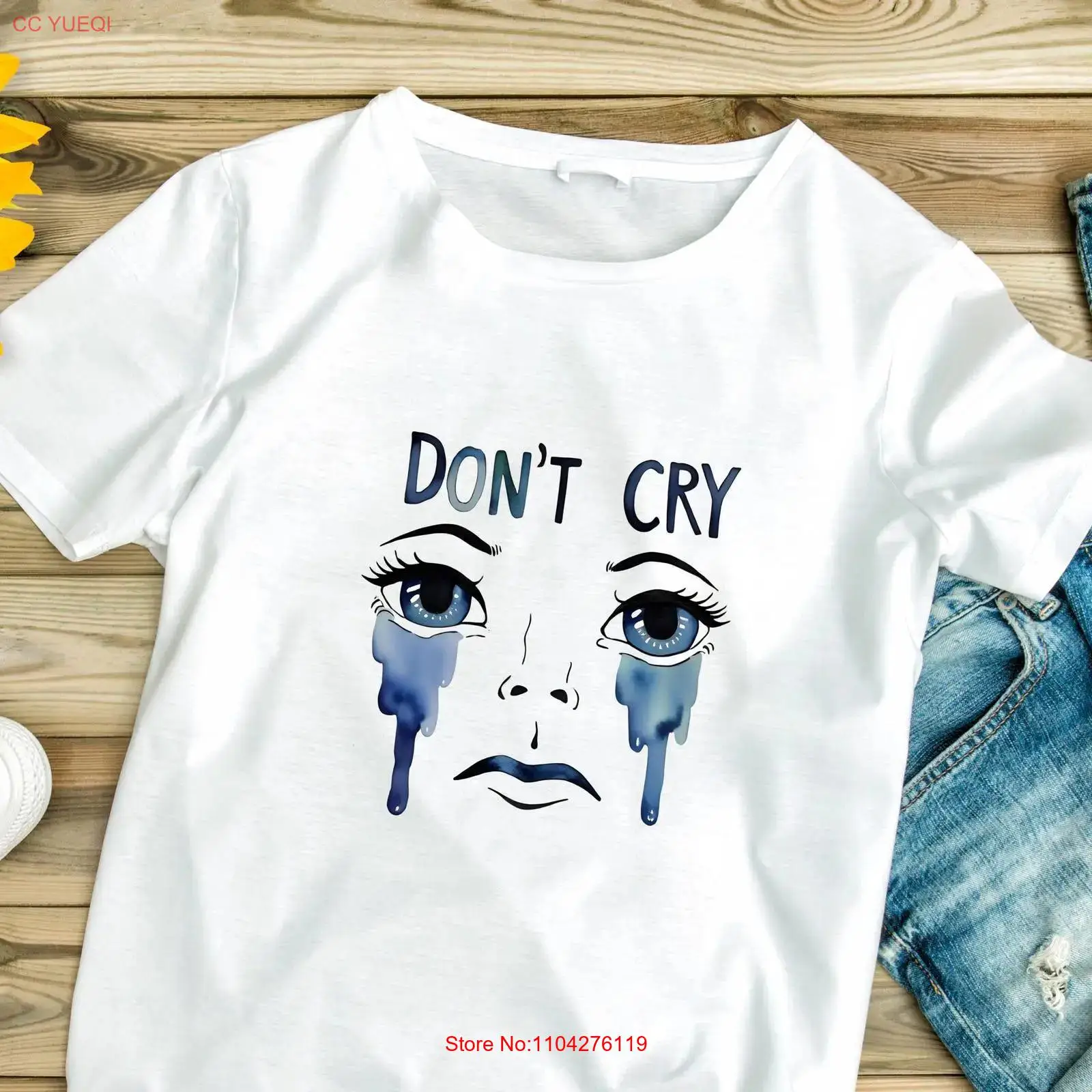 Cry Quote T Shirt Emotion Sayi - Vintage Fashion Quotes Short ulasan dan harga