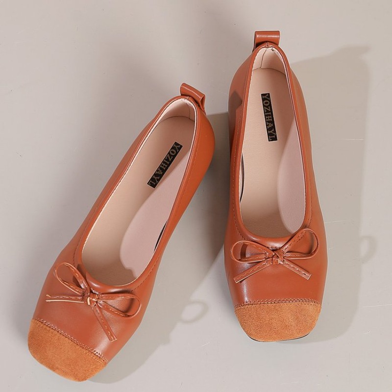 Women Color Block Square Toe B - Vintage Fashion Ladies ulasan dan harga