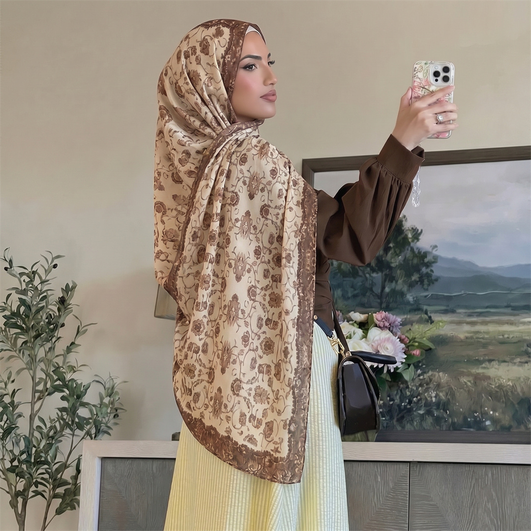 Vintage Floral Print Hijab Sof - Vintage Fashion Hijab ulasan dan harga