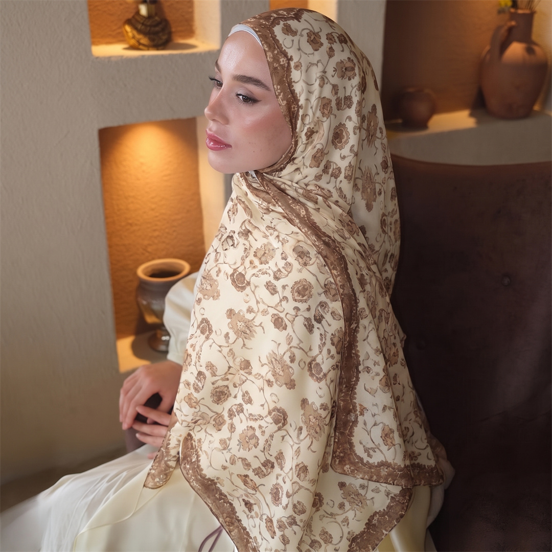 Vintage Floral Print Hijab Sof - Vintage Fashion Hijab ulasan dan harga