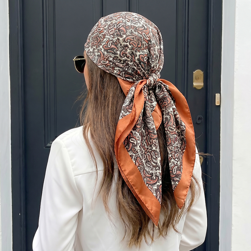Luxury Satin Square Scarf Vint - Vintage Fashion Hijab ulasan dan harga